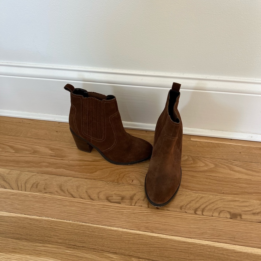 Brown suede booties